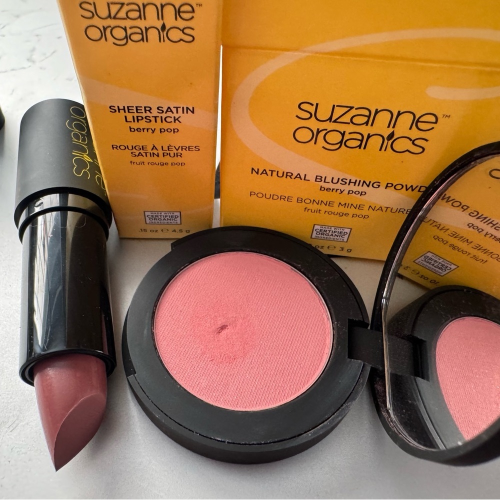 Suzanne Organics BERRY POP SET: Natural Blush Powder & Sheer Satin Lipstick!